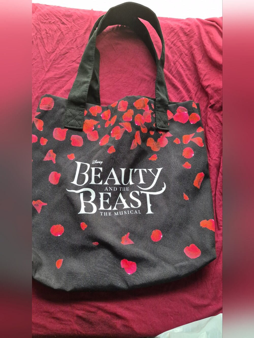 Official Disney Beauty and the Beast The Musical Black Canvas Tote Bag Sz Medium